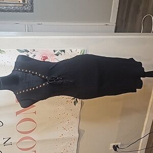 Sleeveless Ribed Tie Neck Dress